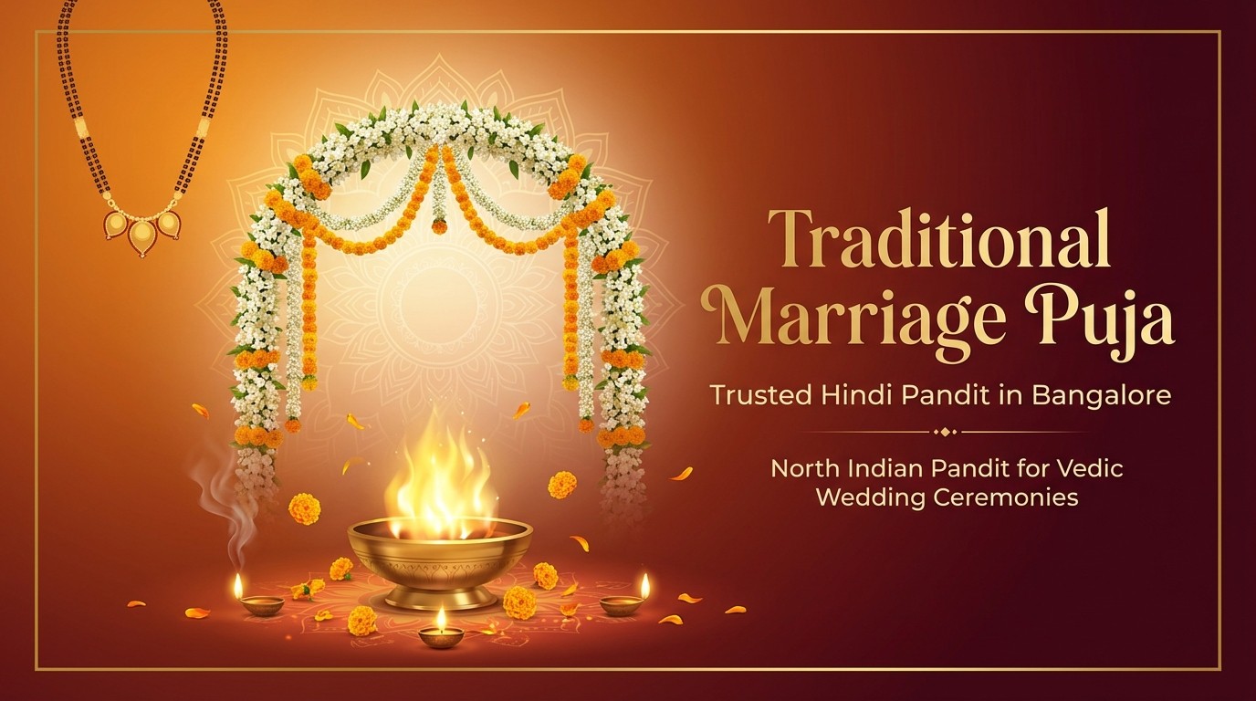 Marriage Puja banner for North Indian wedding rituals