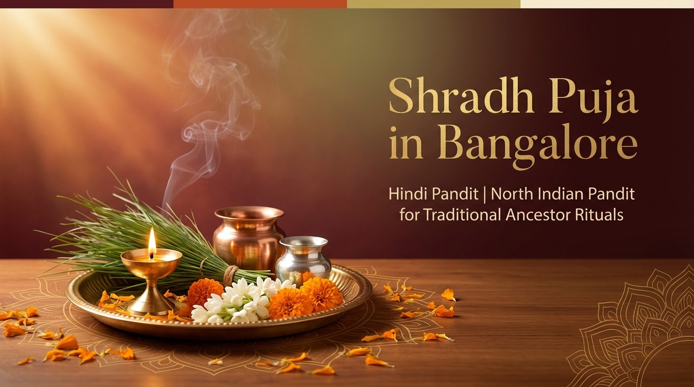 Shradh Puja banner for ancestral rites and remembrance